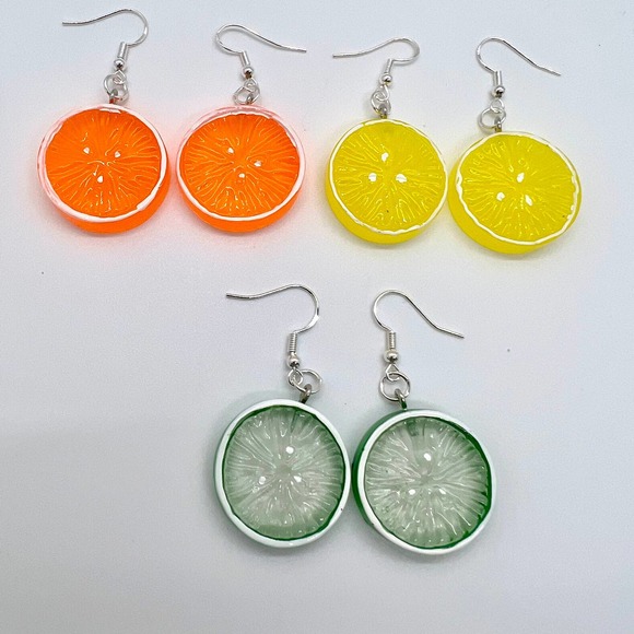 Fruit Slice Earrings - Orange Lemon and Lime Slice Earrings - Summer Earrings - Picture 1 of 10
